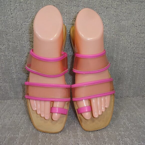 Botkier Maje Women's Size 7.5 US Fluorescent Pink Leather Slip On Slide Sandals - Picture 1 of 11